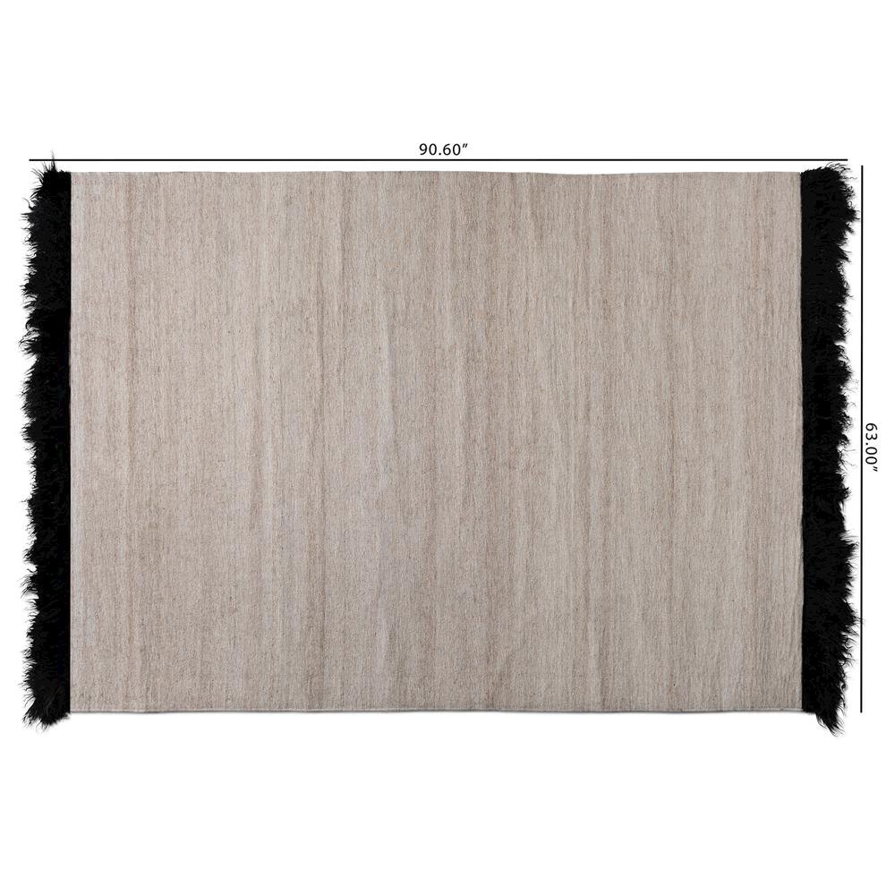 Dalston Modern and Contemporary Beige and Black Handwoven Wool Blend Area Rug. Picture 8