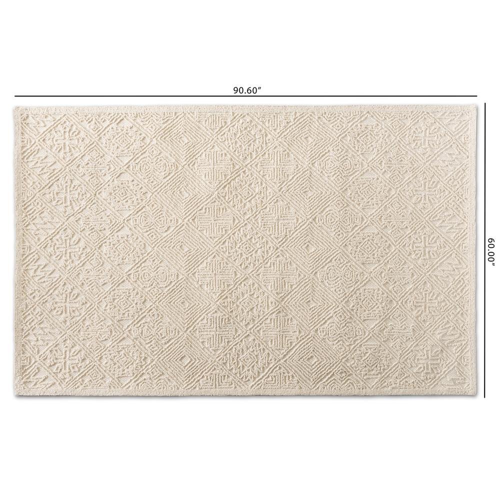 Baxton Studio Meltem Modern and Contemporary Ivory Handwoven Wool Area Rug. Picture 8
