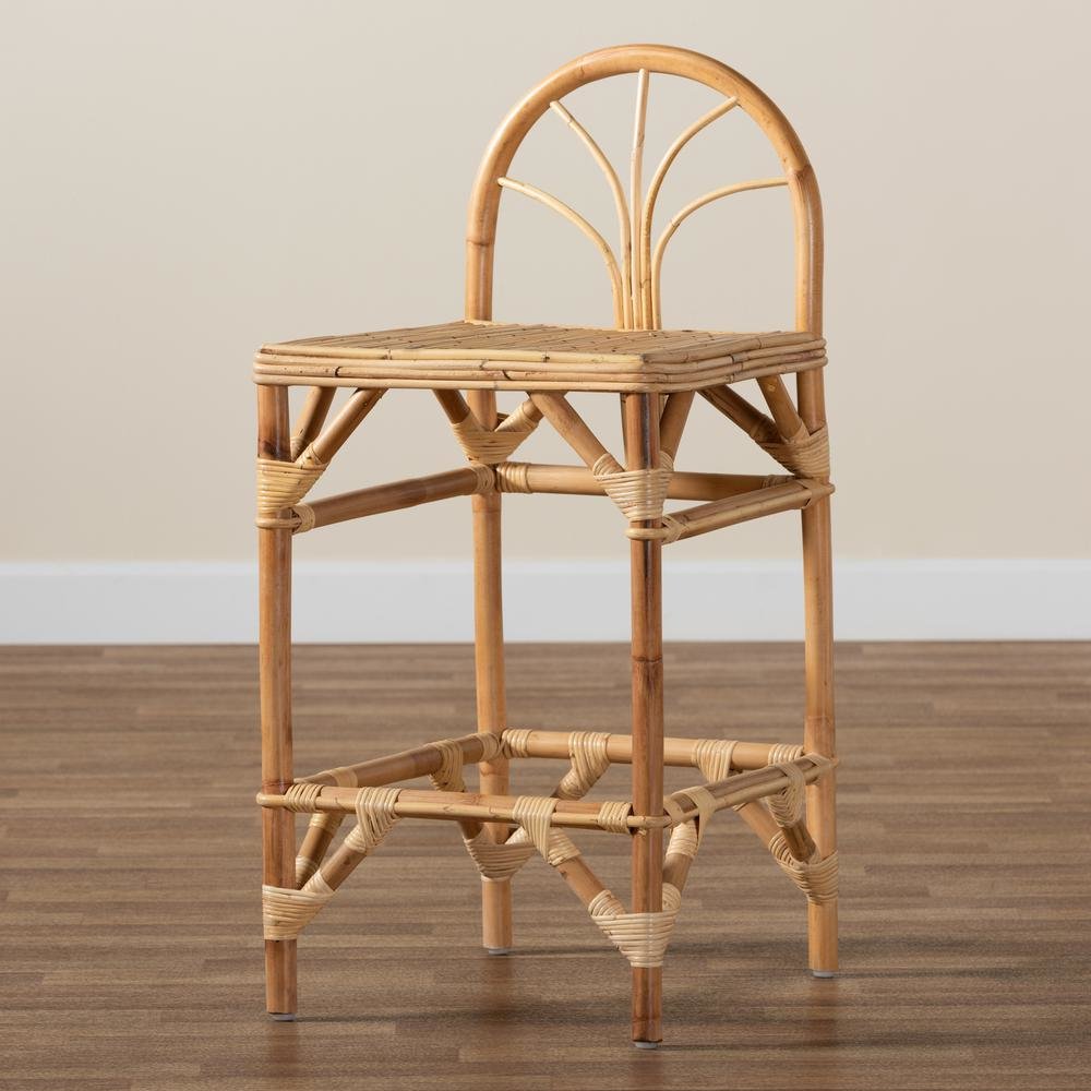 Natural Finished Rattan Counter Stool. Picture 15