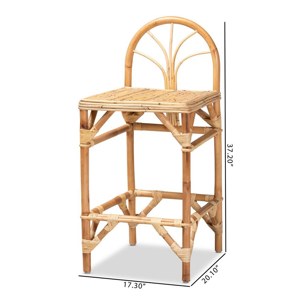 Natural Finished Rattan Counter Stool. Picture 16