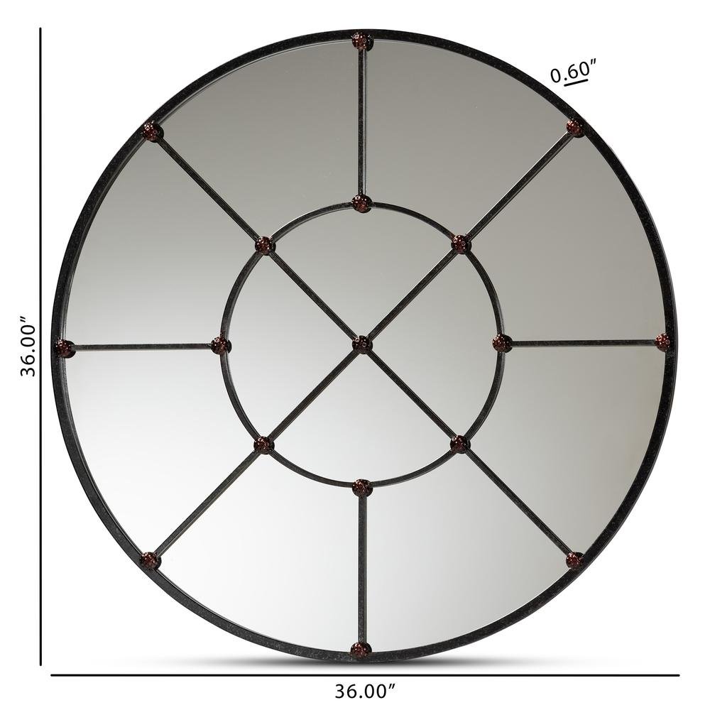 Ohara Modern and Contemporary Black Finished Metal Accent Wall Mirror. Picture 8