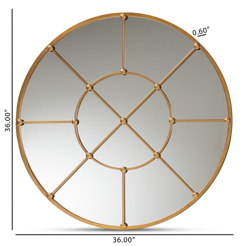 Ohara Modern and Contemporary Gold Finished Metal Accent Wall Mirror. Picture 8