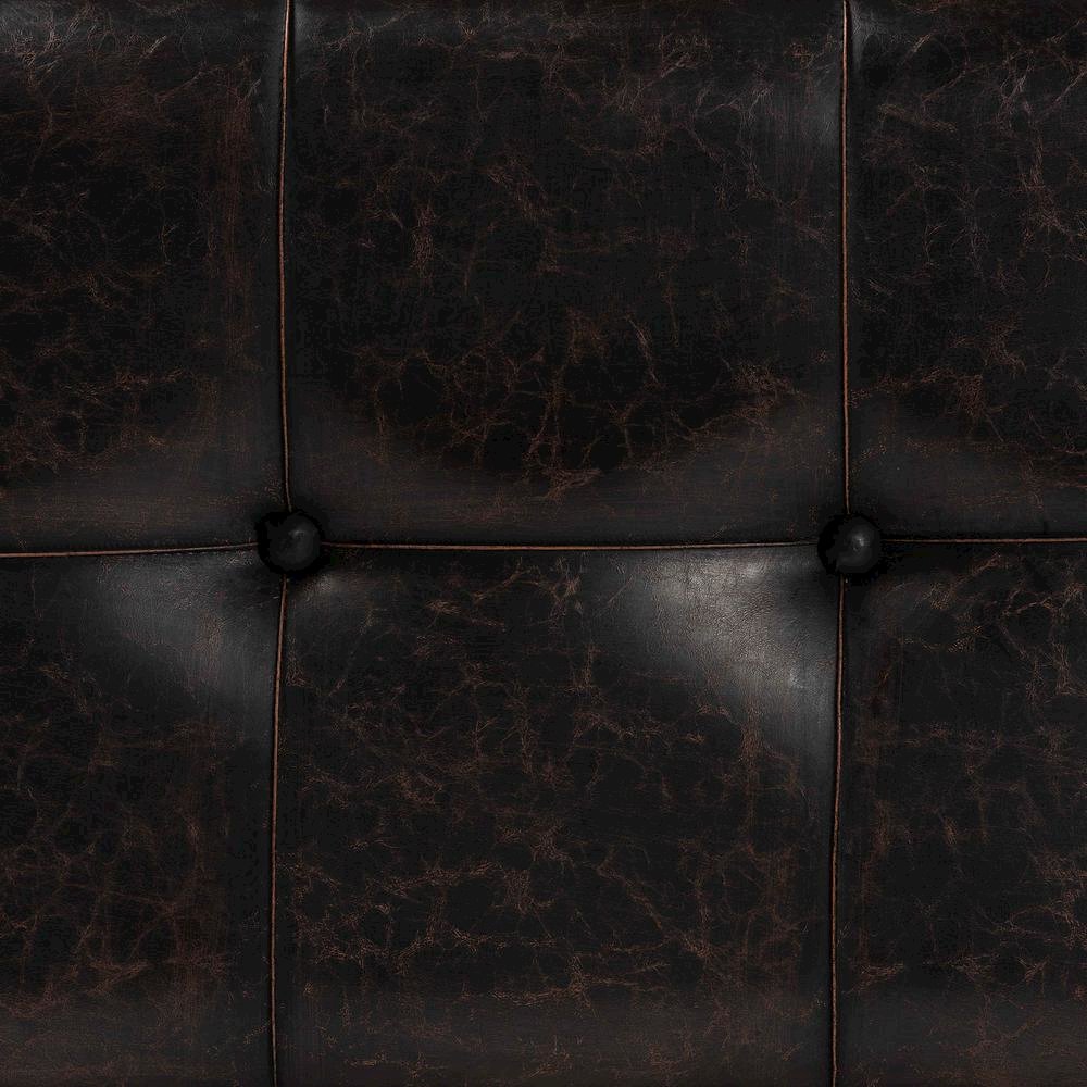 Leather Upholstered and Oak Brown Finished Wood Storage Ottoman. Picture 20