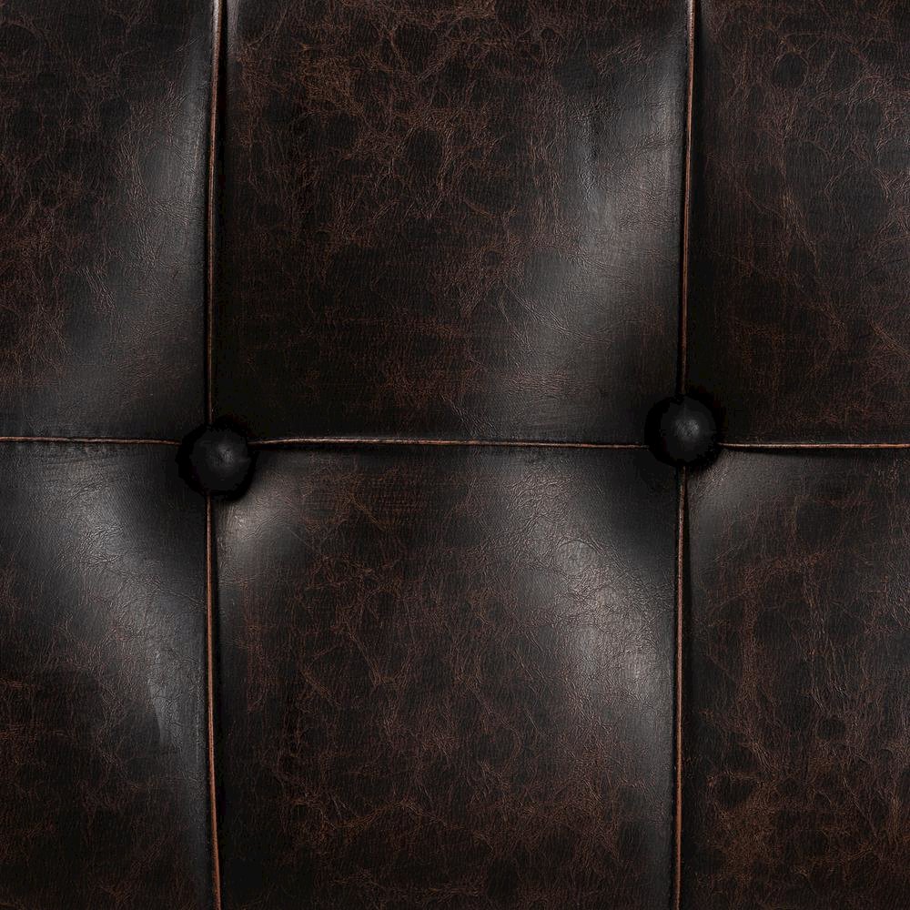 Leather Upholstered and Oak Brown Finished Wood Storage Ottoman. Picture 23