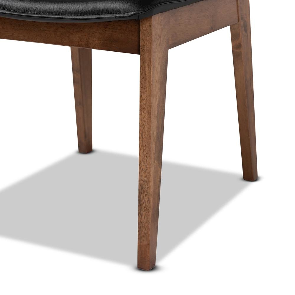 Leather Upholstered and Walnut Brown Finished Wood 2-Piece Dining Chair Set. Picture 13