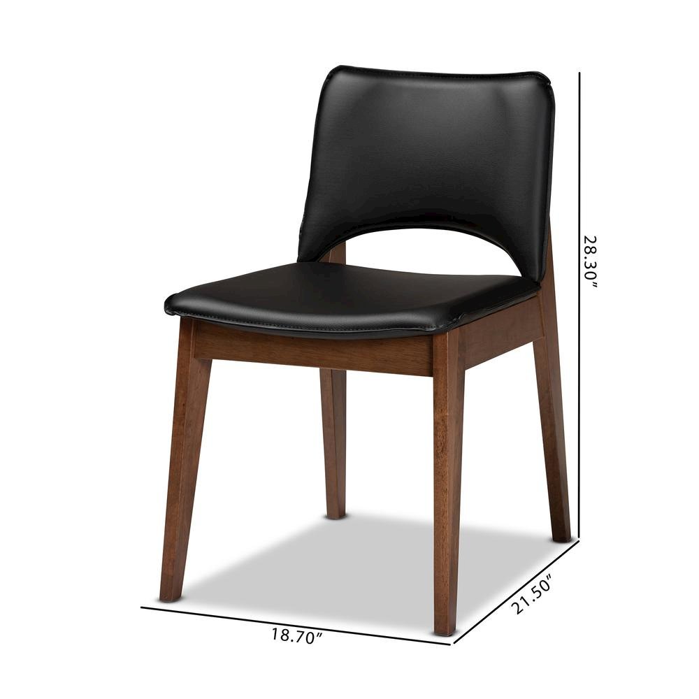 Leather Upholstered and Walnut Brown Finished Wood 2-Piece Dining Chair Set. Picture 16