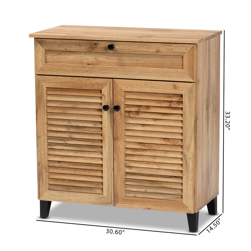 Oak Brown Finished Wood 1-Drawer Shoe Storage Cabinet. Picture 23