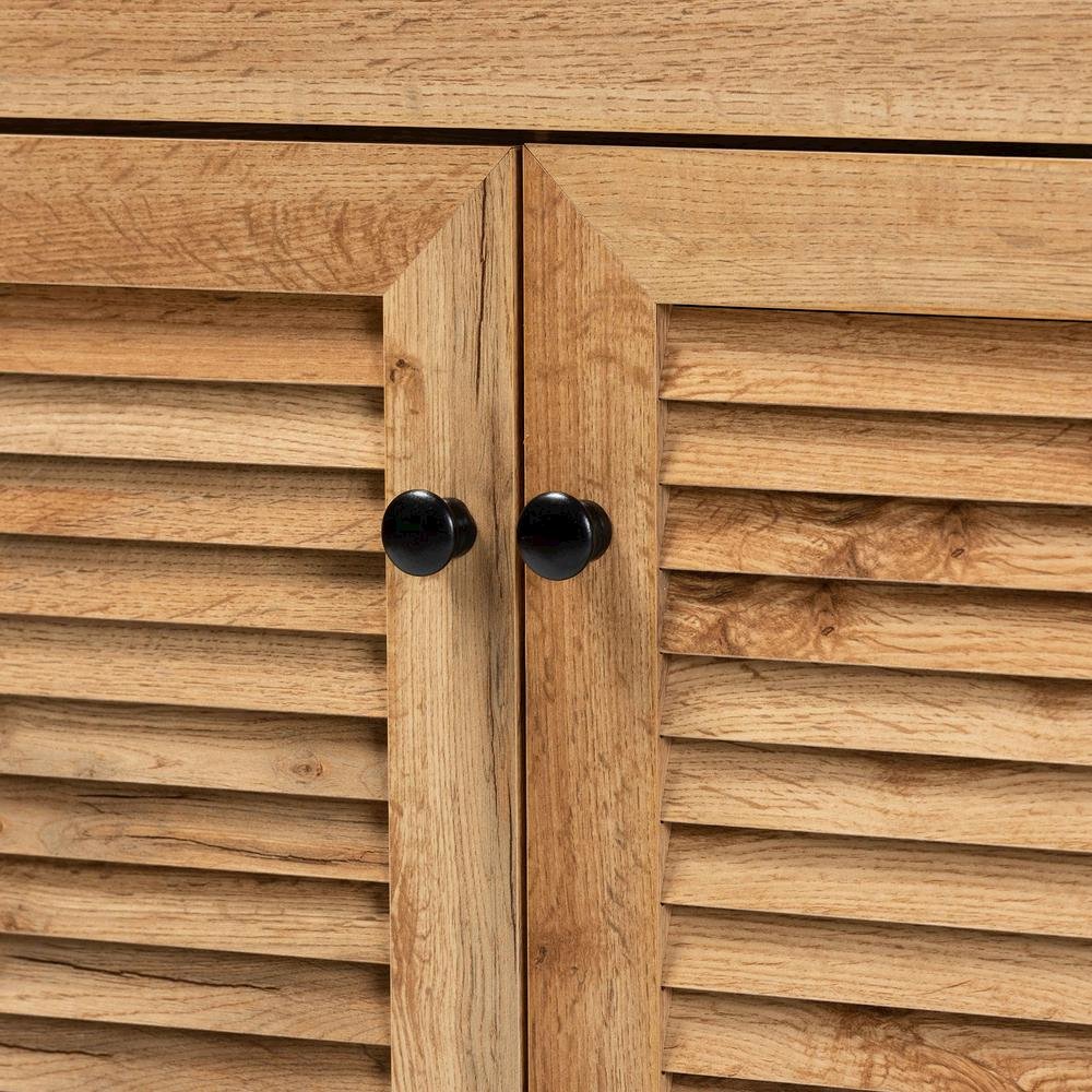 Oak Brown Finished Wood 1-Drawer Shoe Storage Cabinet. Picture 17