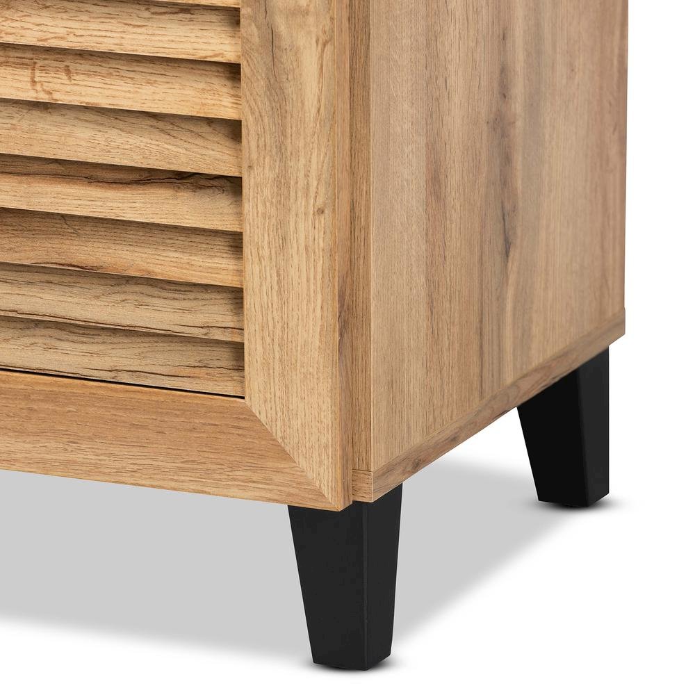 Oak Brown Finished Wood 1-Drawer Shoe Storage Cabinet. Picture 18