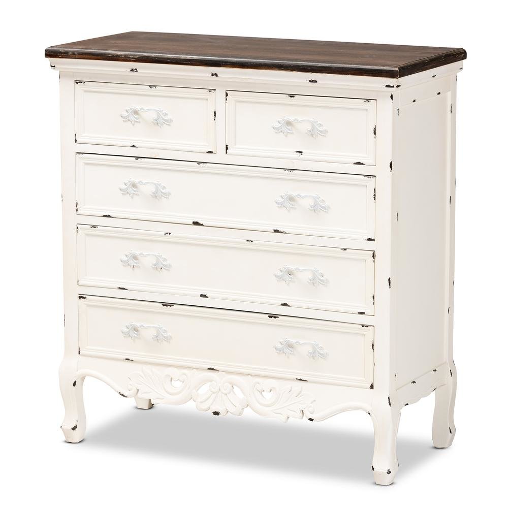 Antique White Finished Wood 5-Drawer Storage Cabinet. Picture 12