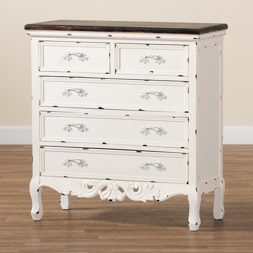Antique White Finished Wood 5-Drawer Storage Cabinet. Picture 21