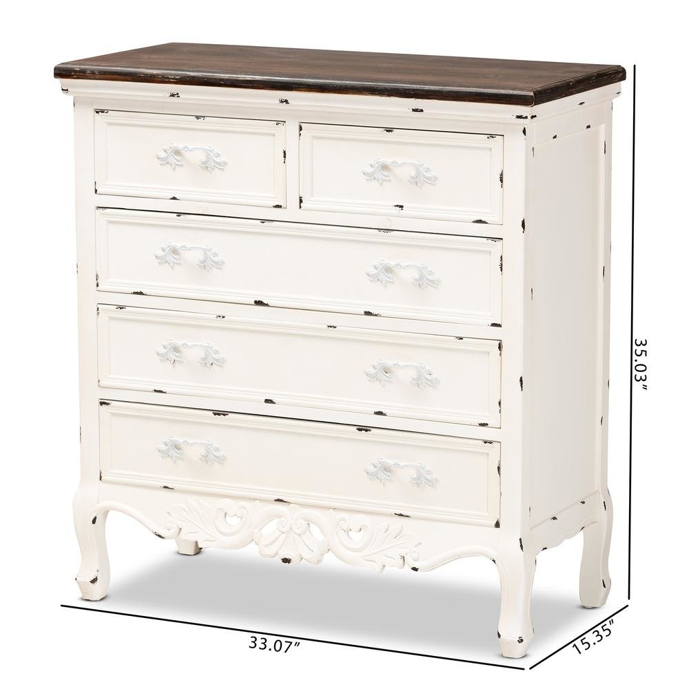 Antique White Finished Wood 5-Drawer Storage Cabinet. Picture 22