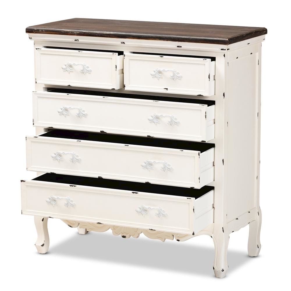 Antique White Finished Wood 5-Drawer Storage Cabinet. Picture 13