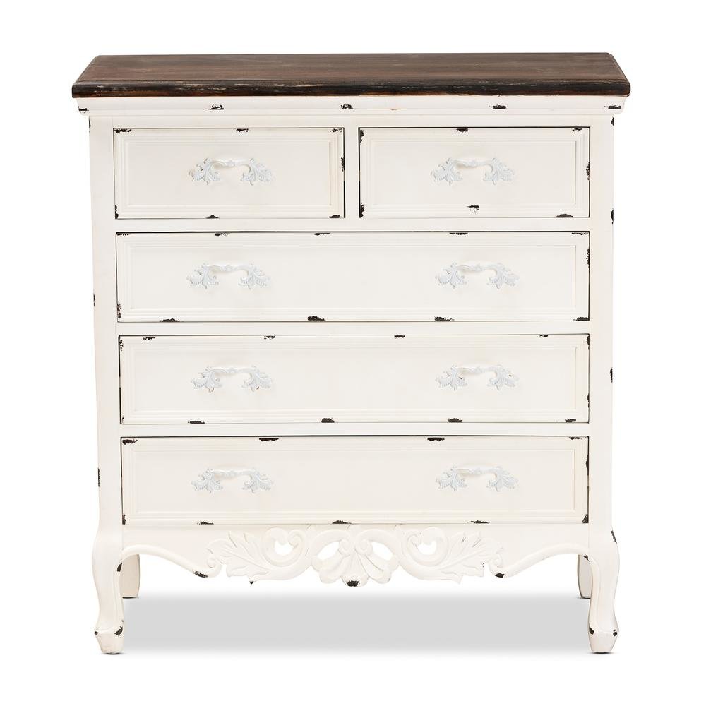 Antique White Finished Wood 5-Drawer Storage Cabinet. Picture 14