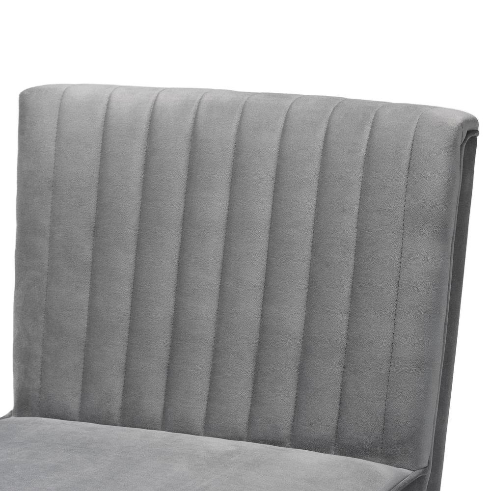 Grey Velvet Upholstered and Walnut Brown Finished Wood Dining Chair. Picture 15