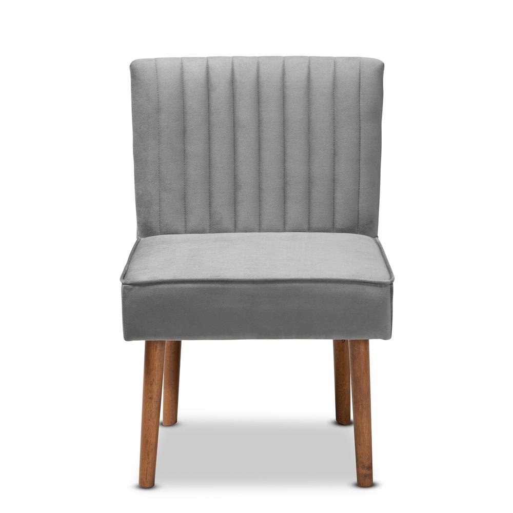 Grey Velvet Upholstered and Walnut Brown Finished Wood 5-Piece Dining Nook Set. Picture 18