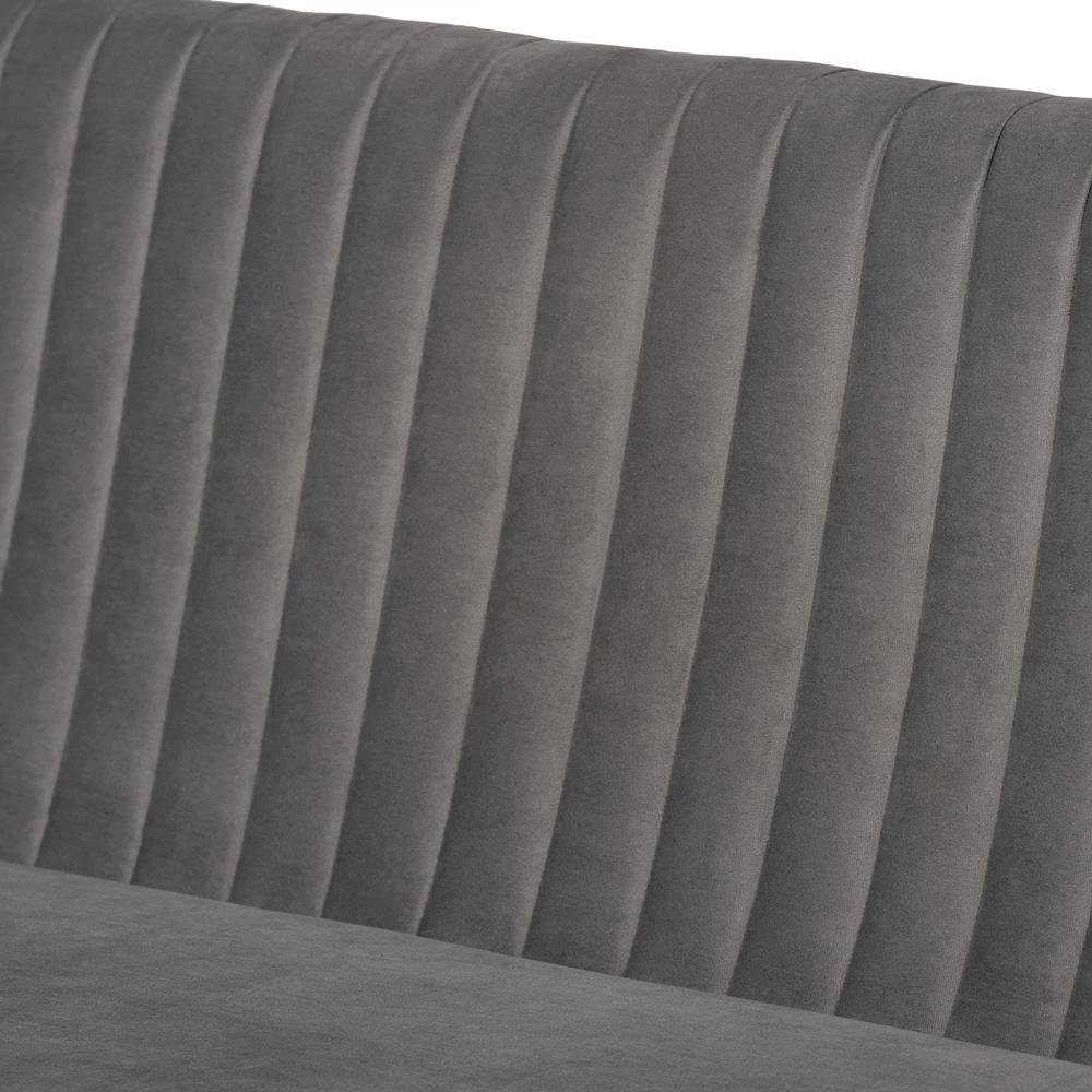 Grey Velvet Upholstered and Walnut Brown Finished Wood 5-Piece Dining Nook Set. Picture 21