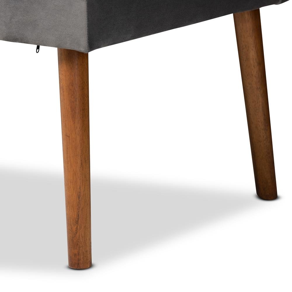 Grey Velvet Upholstered and Walnut Brown Finished Wood 5-Piece Dining Nook Set. Picture 22