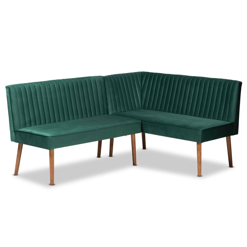 Walnut Brown Finished Wood 2-Piece Dining Nook Banquette Set. Picture 10