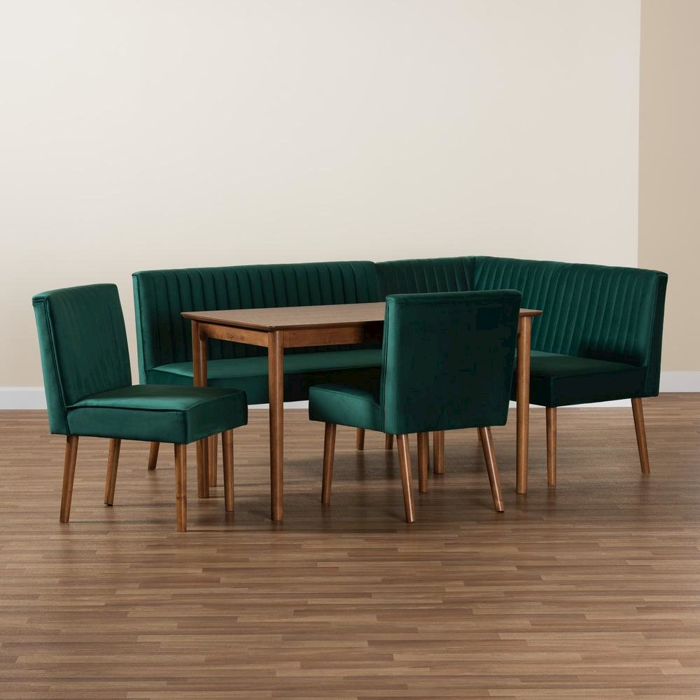 Walnut Brown Finished Wood 5-Piece Dining Nook Set. Picture 25