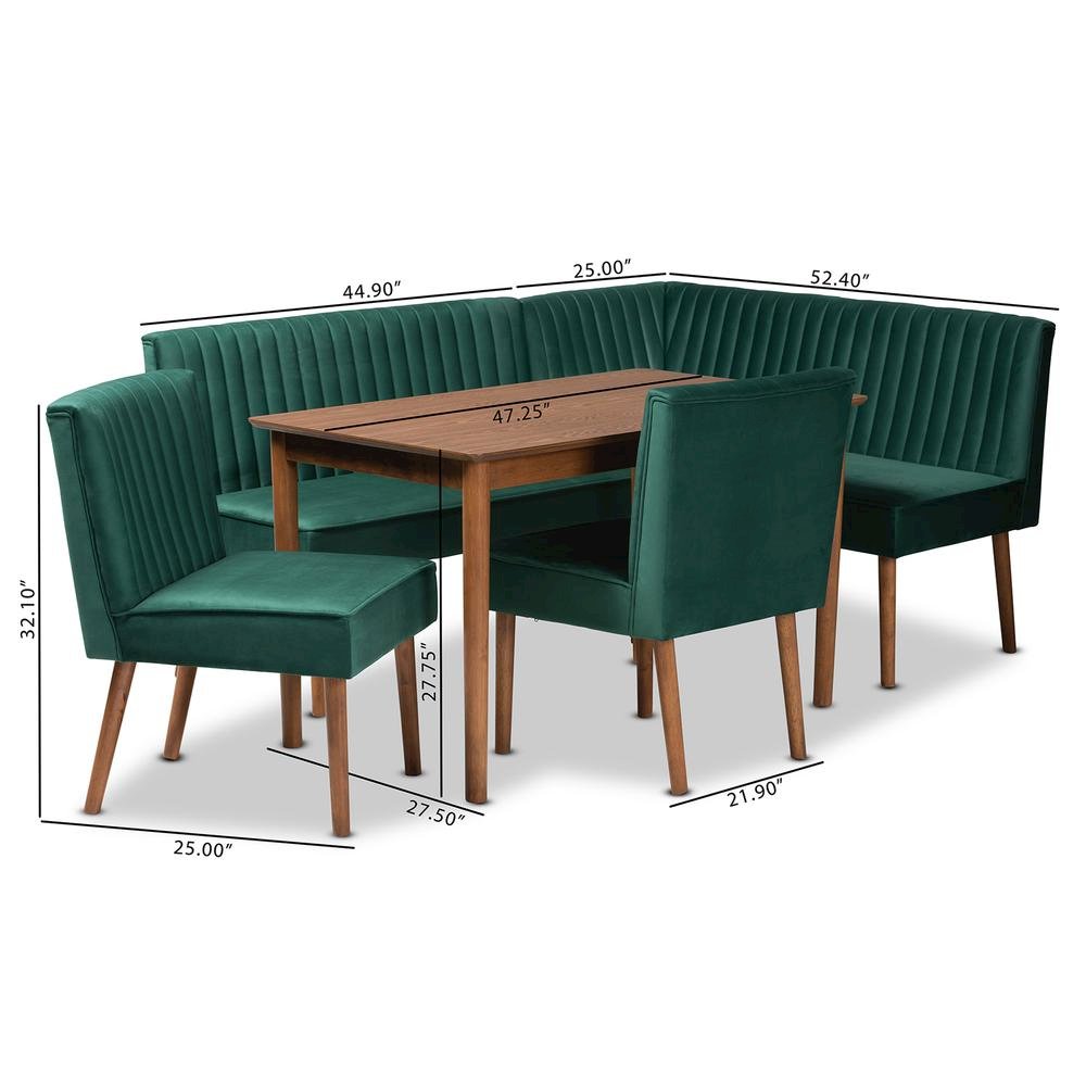 Walnut Brown Finished Wood 5-Piece Dining Nook Set. Picture 26
