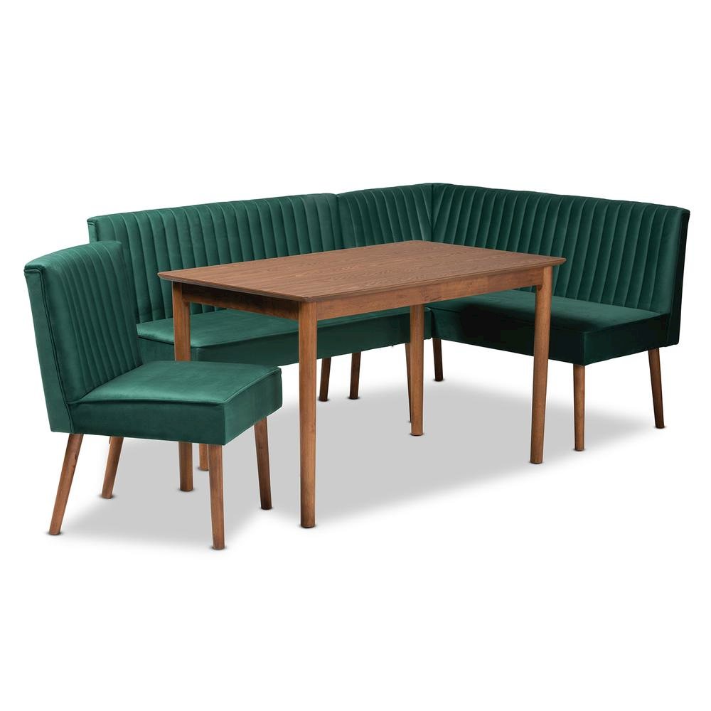 Walnut Brown Finished Wood 4-Piece Dining Nook Set. Picture 13