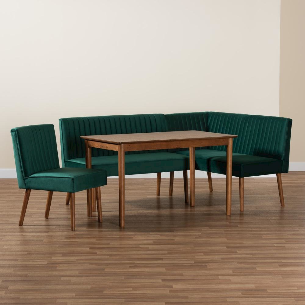 Walnut Brown Finished Wood 4-Piece Dining Nook Set. Picture 23