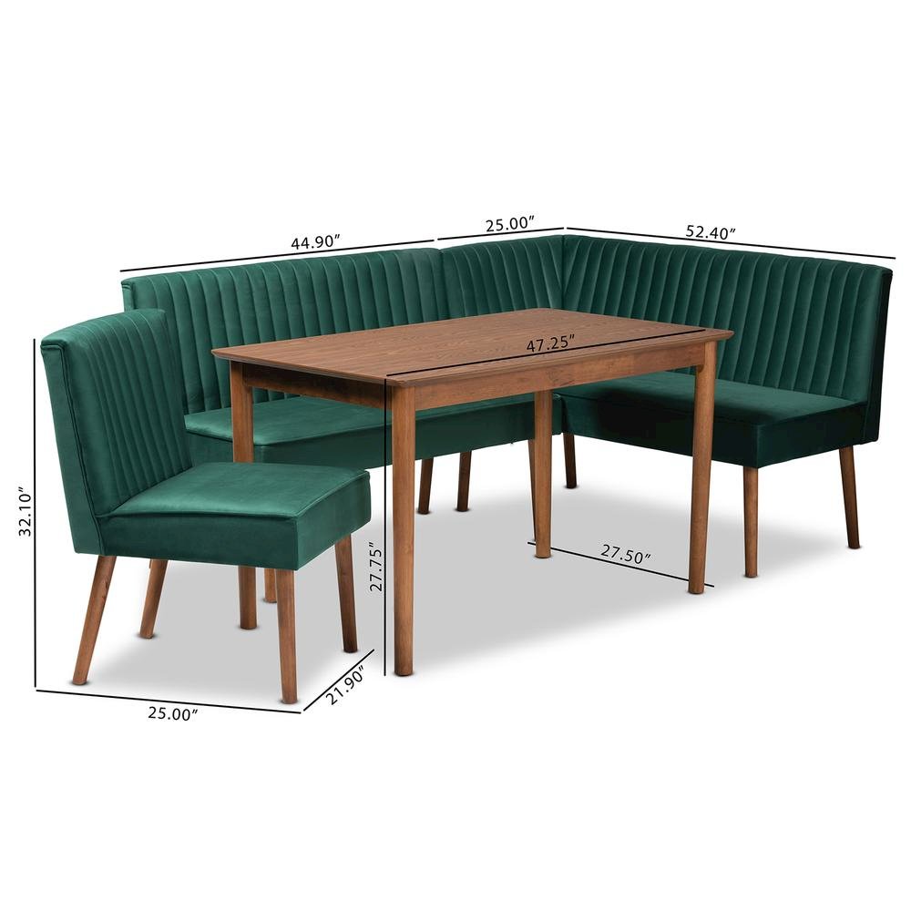 Walnut Brown Finished Wood 4-Piece Dining Nook Set. Picture 24