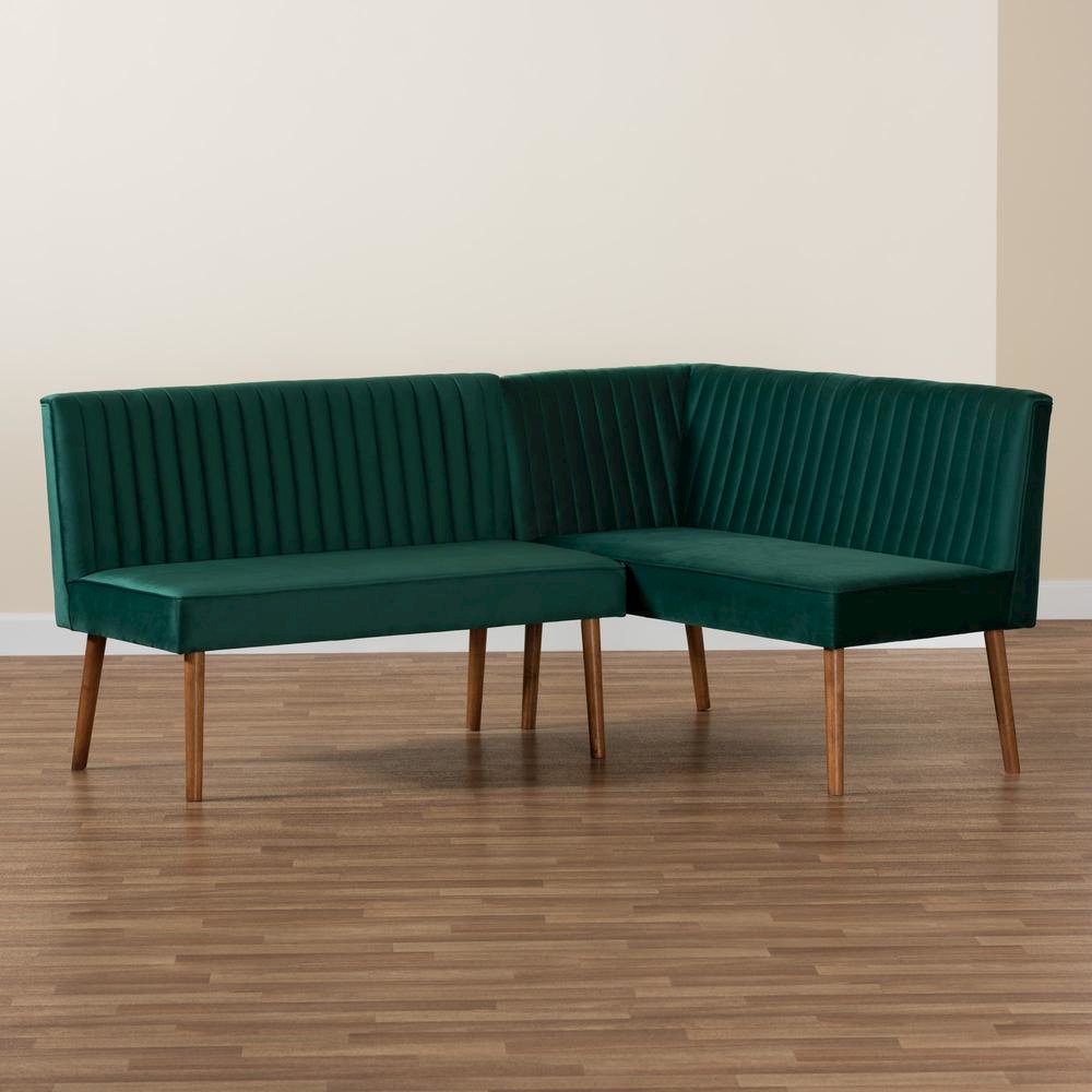Walnut Brown Finished Wood 2-Piece Dining Nook Banquette Set. Picture 17