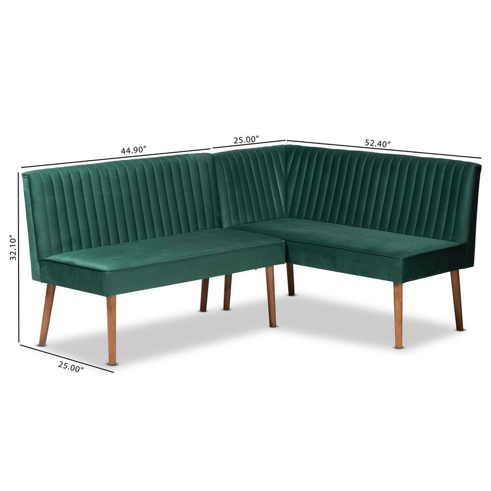 Walnut Brown Finished Wood 2-Piece Dining Nook Banquette Set. Picture 18