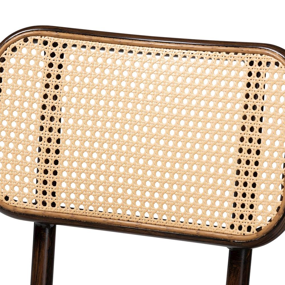 Dark Brown Finished Metal and Synthetic Rattan 2-Piece Outdoor Dining Chair Set. Picture 14