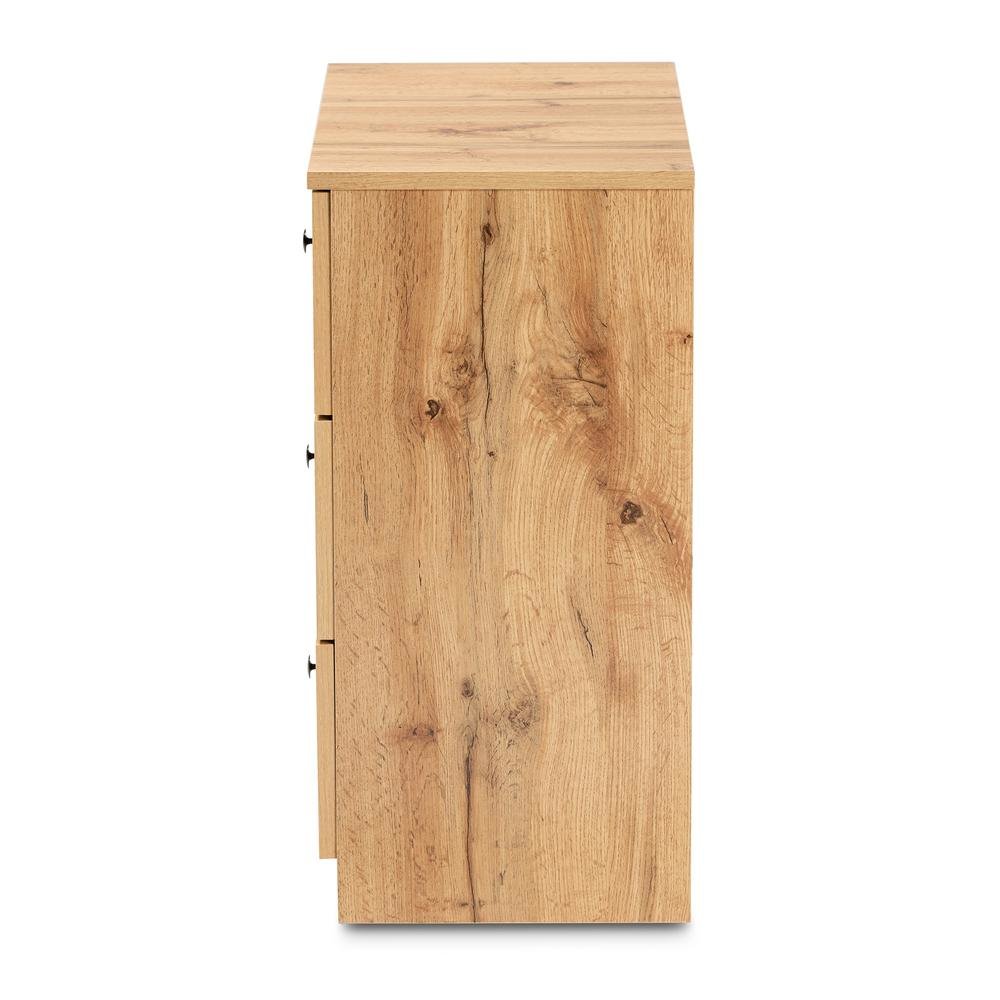Decon Modern and Contemporary Oak Brown Finished Wood 3-Drawer Storage Chest. Picture 12