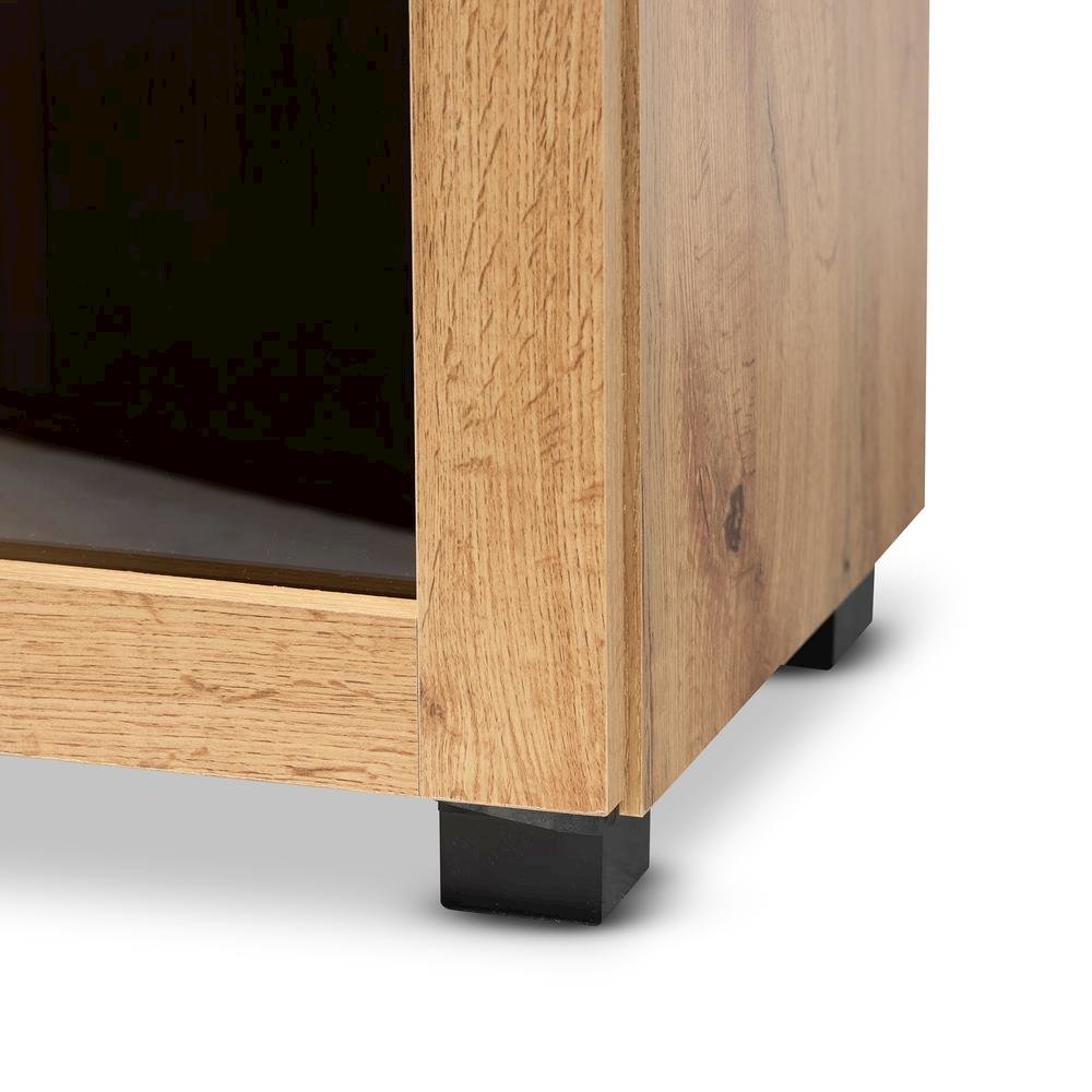 Oak Brown Finished Wood 2-Door Storage Cabinet with Glass Doors. Picture 15