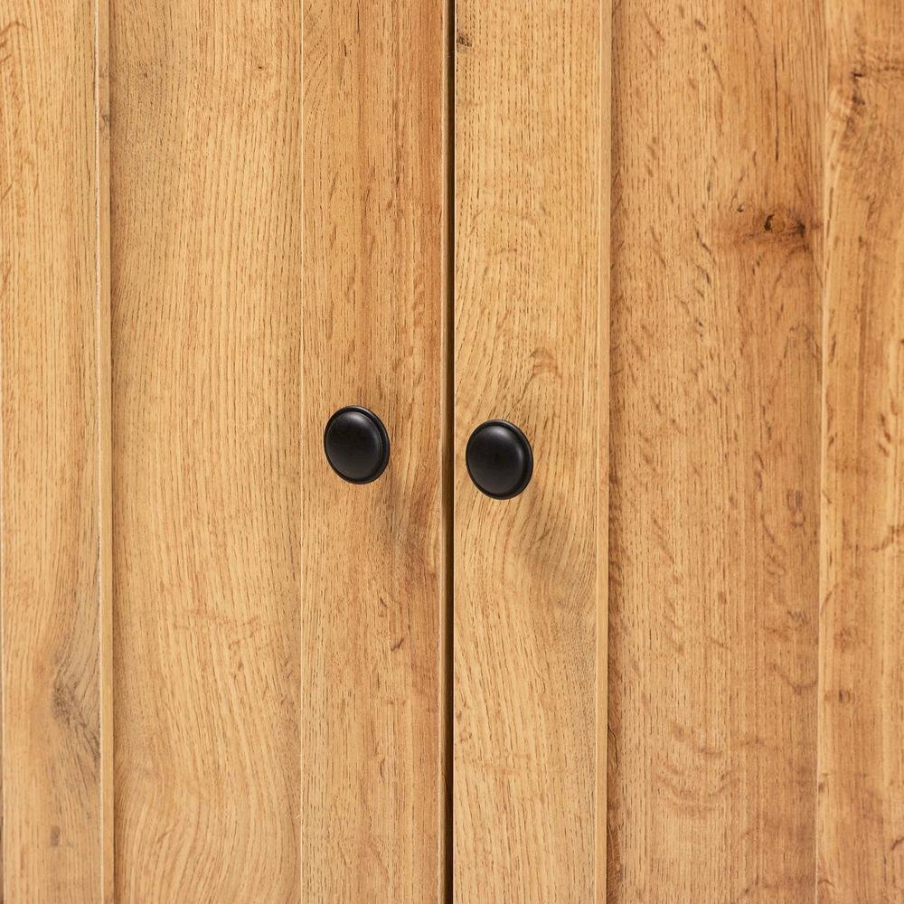 Oak Brown Finished Wood 2-Door Buffet Kitchen Cabinet. Picture 14