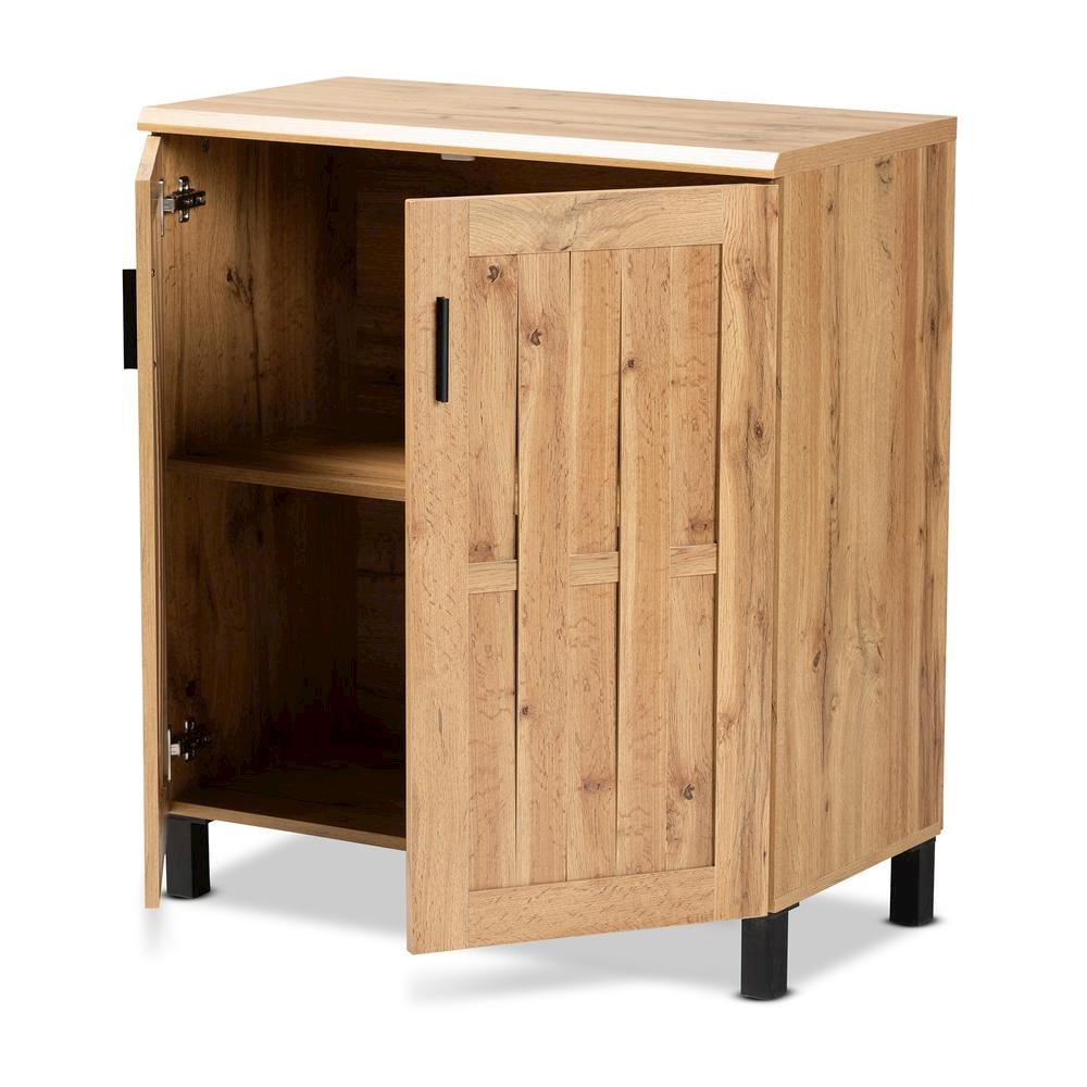 Excel Modern and Contemporary Oak Brown Finished Wood 2-Door Storage Cabinet. Picture 11