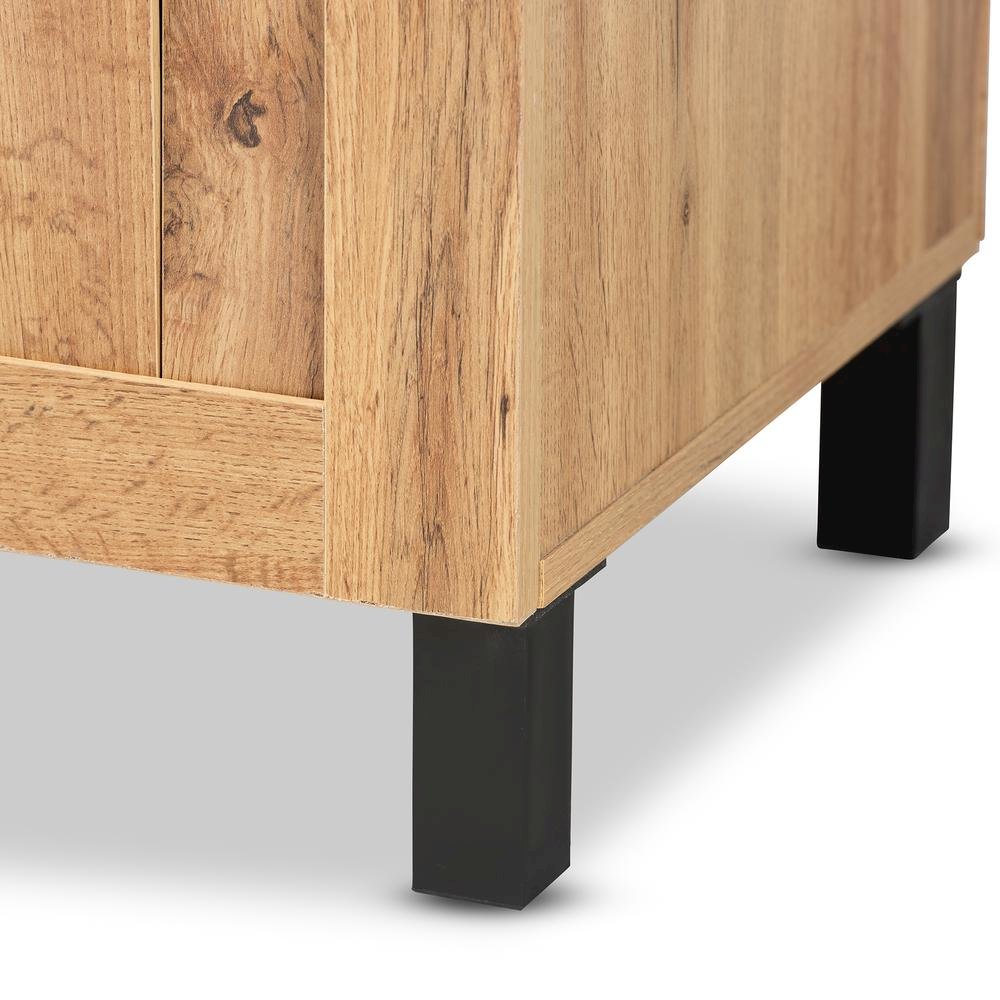 Excel Modern and Contemporary Oak Brown Finished Wood 2-Door Storage Cabinet. Picture 15