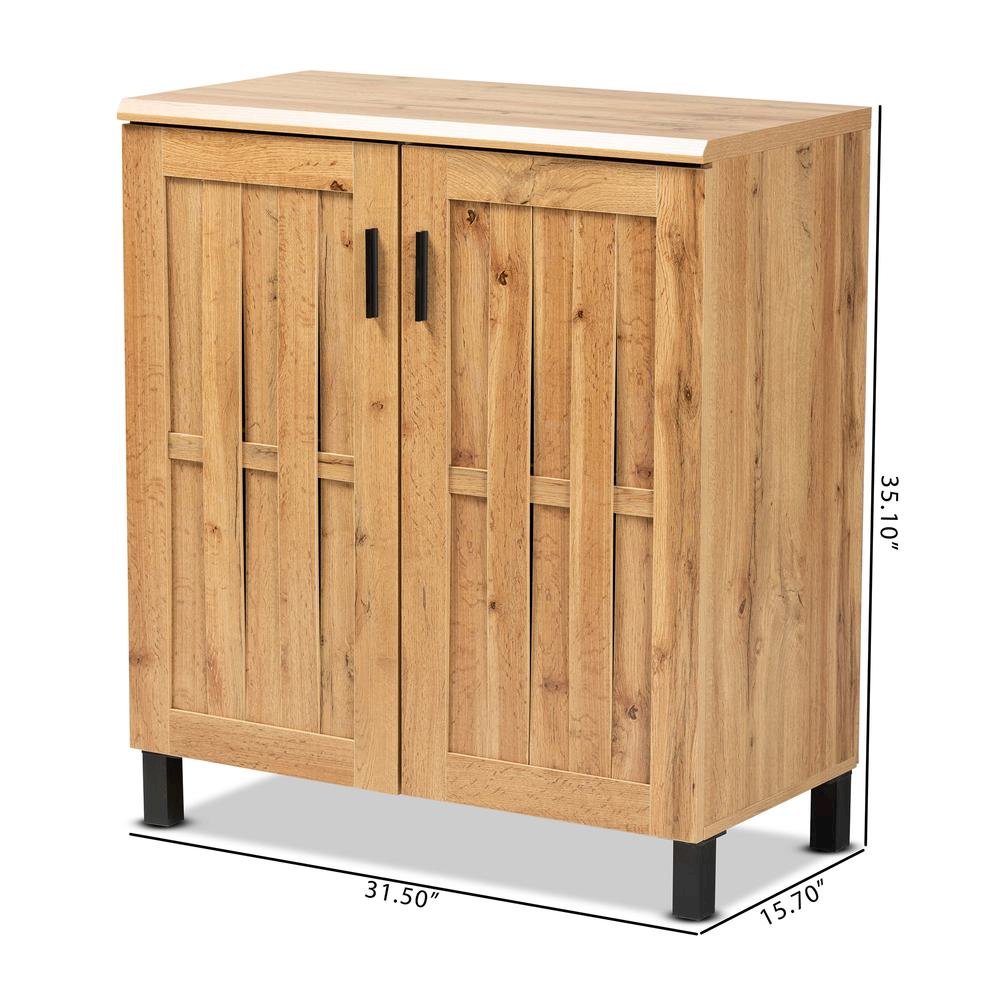 Excel Modern and Contemporary Oak Brown Finished Wood 2-Door Storage Cabinet. Picture 18