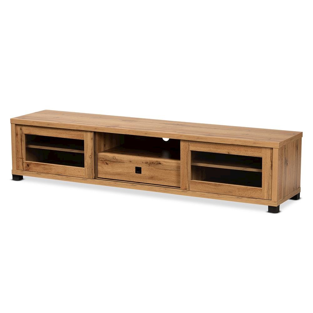 Beasley Modern and Contemporary Oak Brown Finished Wood 1-Drawer TV Stand. Picture 11