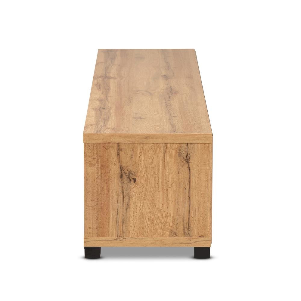 Beasley Modern and Contemporary Oak Brown Finished Wood 1-Drawer TV Stand. Picture 14