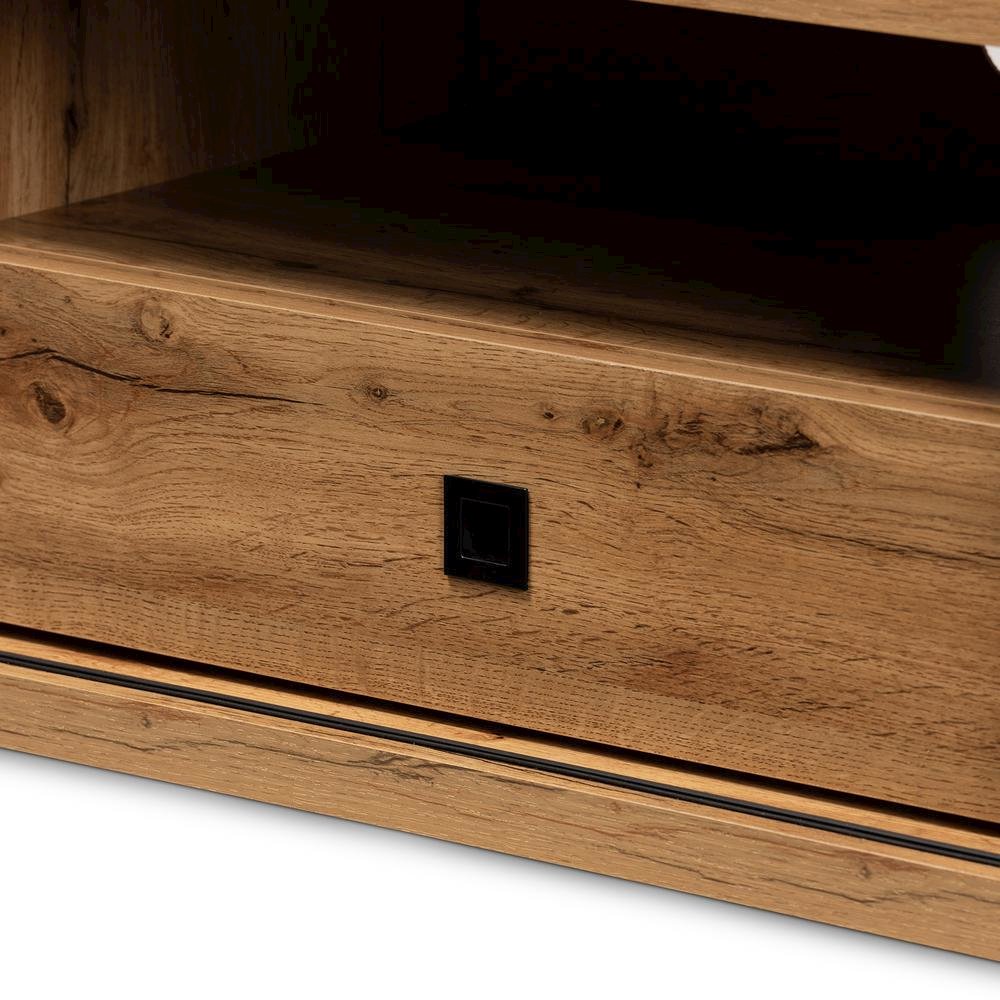 Beasley Modern and Contemporary Oak Brown Finished Wood 1-Drawer TV Stand. Picture 15