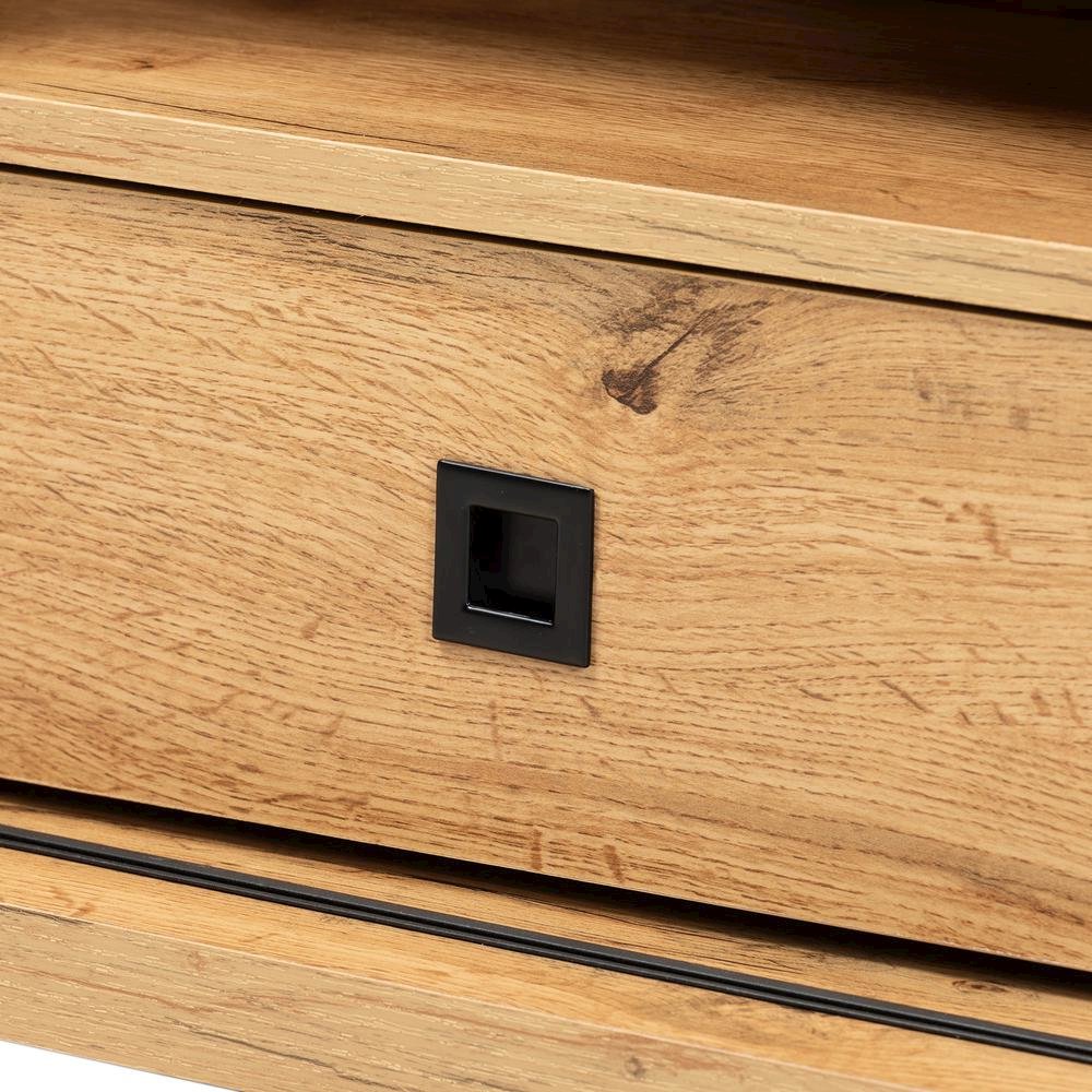 Walda Modern and Contemporary Oak Brown Finished Wood 2-Drawer TV Stand. Picture 16