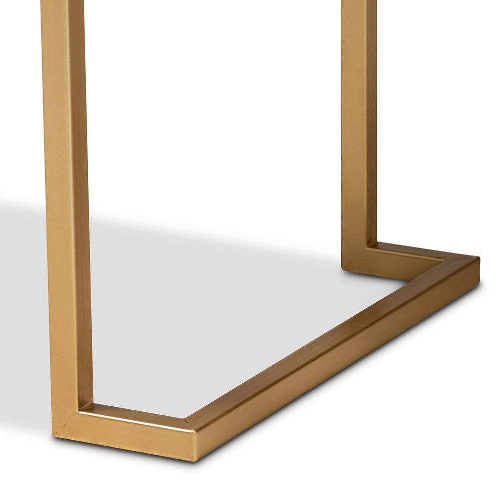 White Finished Wood and Gold Metal 2-Drawer Console Table. Picture 16