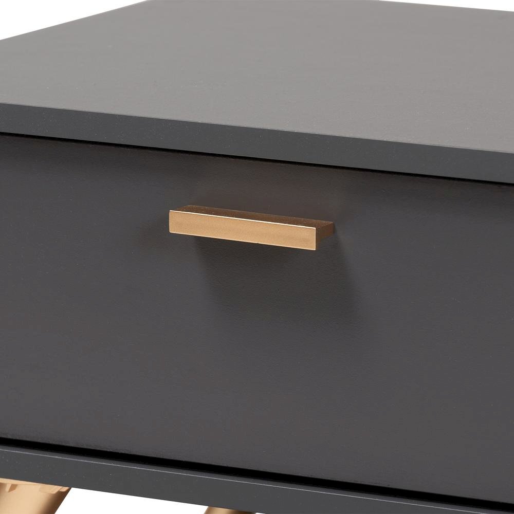 Kelson Modern and Contemporary Dark Grey and Gold Finished Wood Coffee Table. Picture 7