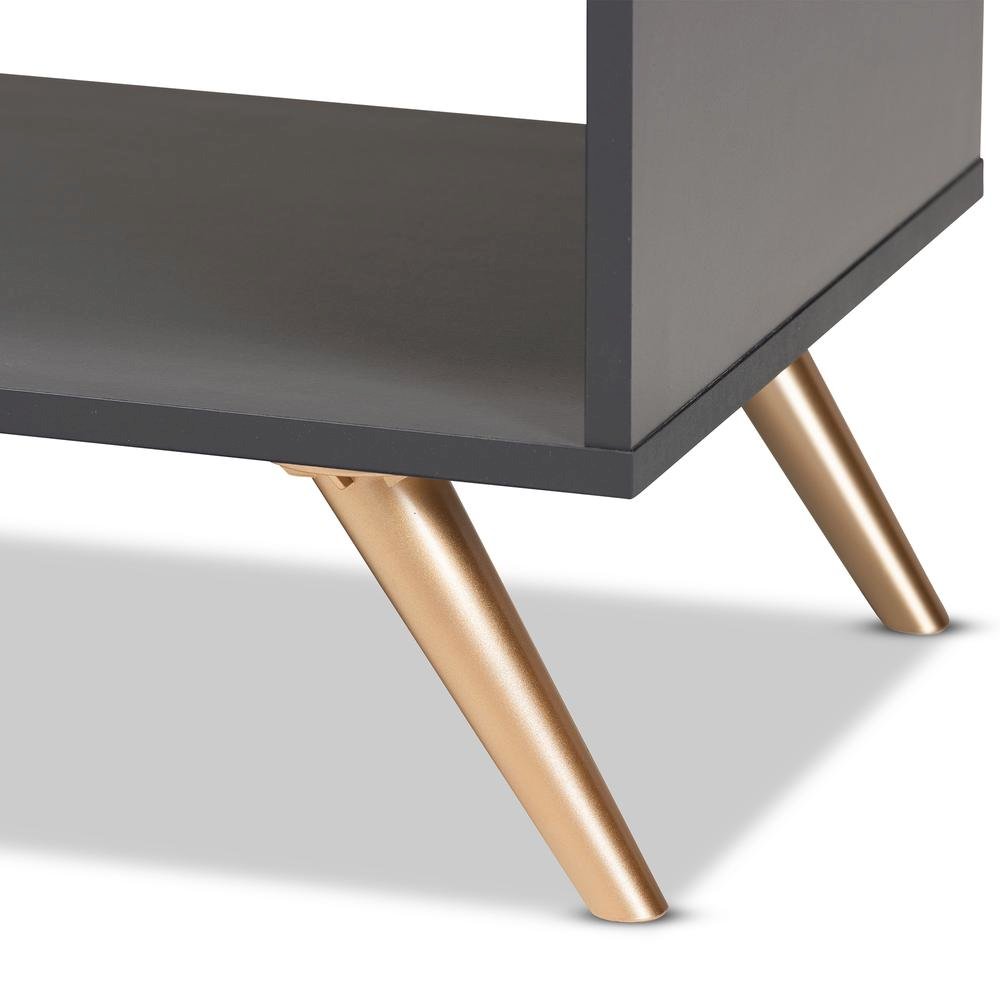 Kelson Modern and Contemporary Dark Grey and Gold Finished Wood Coffee Table. Picture 8