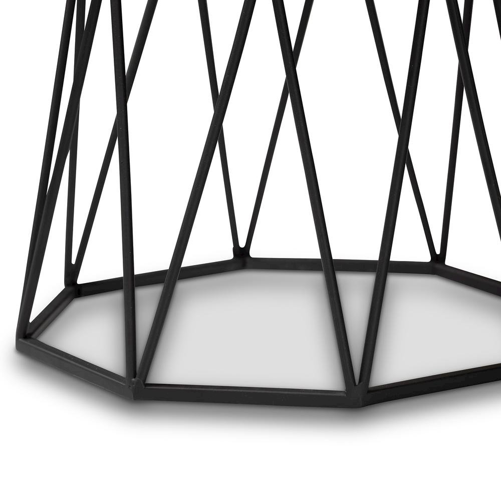 Venedict Modern and Contemporary Black Metal End Table with Marble Tabletop. Picture 11