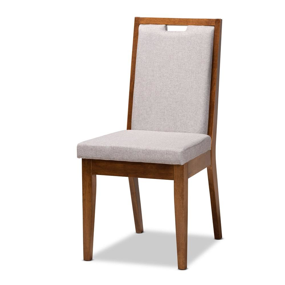 Grey Fabric Upholstered and Walnut Brown Finished Wood 7-Piece Dining Set. Picture 12