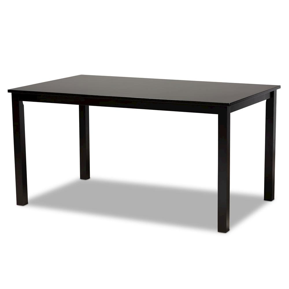 Sand Fabric Upholstered and Dark Brown Finished Wood 7-Piece Dining Set. Picture 13