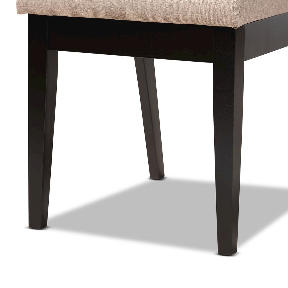 Sand Fabric Upholstered and Dark Brown Finished Wood 7-Piece Dining Set. Picture 16