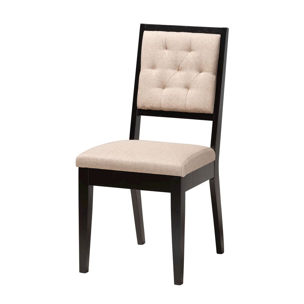 Mana Modern Sand Fabric and Dark Brown Finished Wood 7-Piece Dining Set. Picture 12