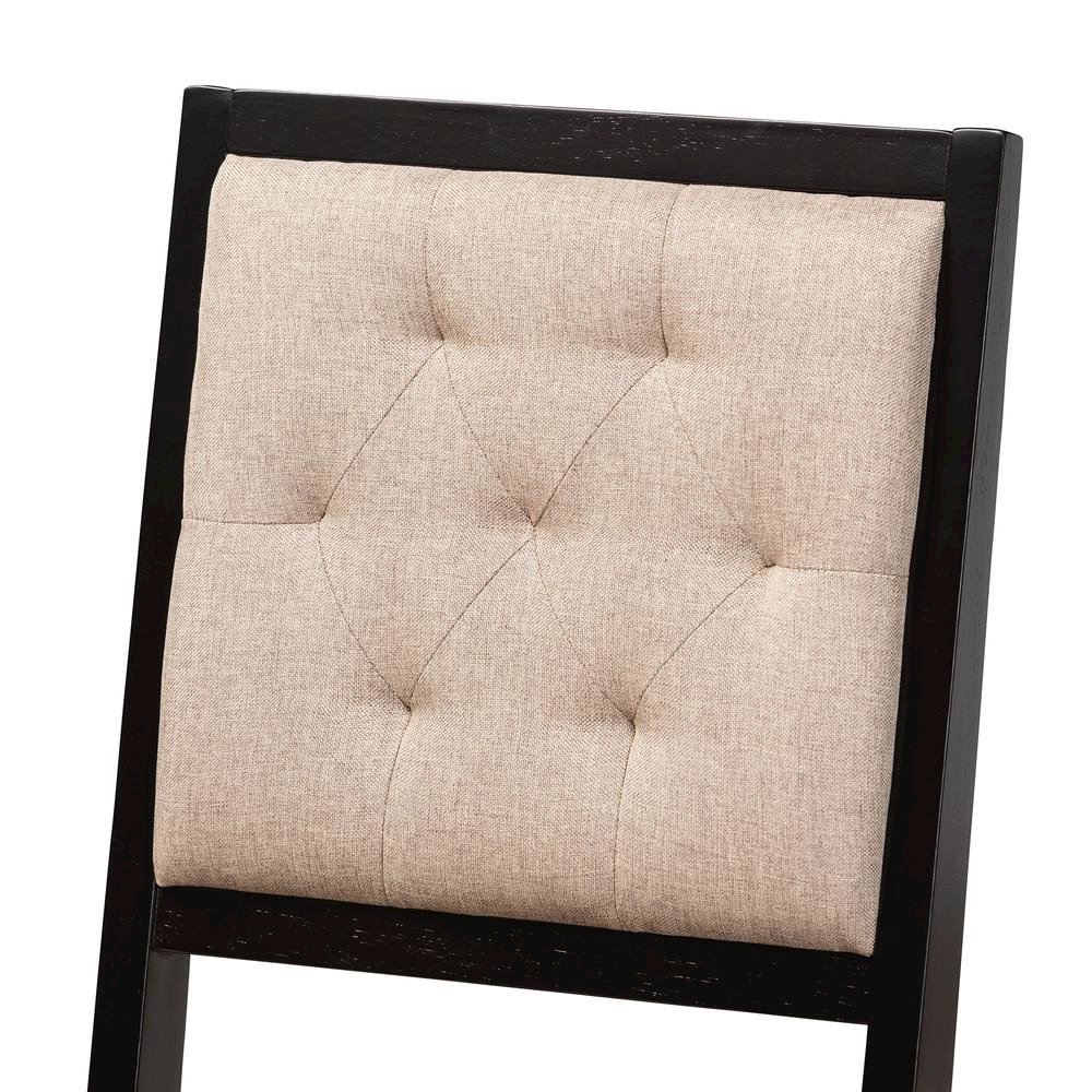 Mana Modern Sand Fabric and Dark Brown Finished Wood 7-Piece Dining Set. Picture 15